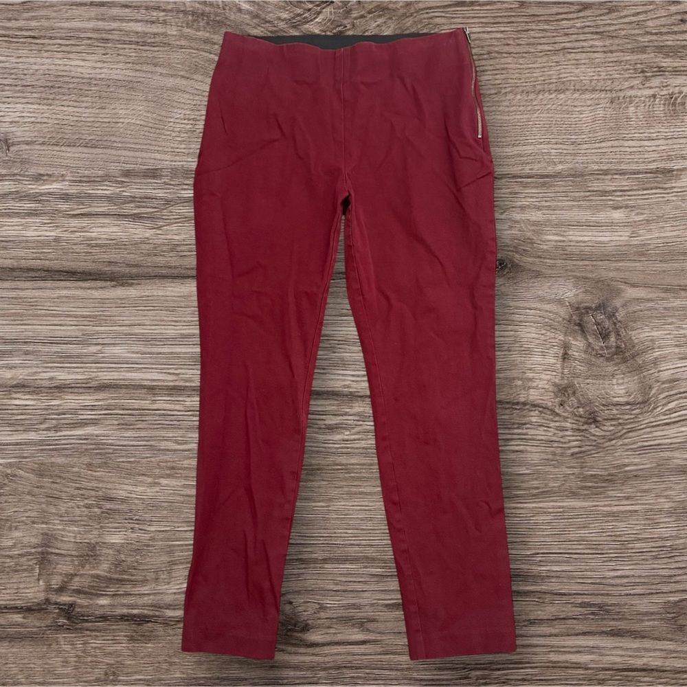 A New Day High Rise Skinny Ankle Pants Burgundy Maroon Side Zip Size 6